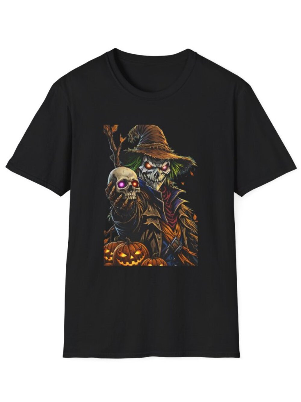 Scarecrow Reaper Skull Halloween T-Shirt | Spooky Pumpkin Horror Tee